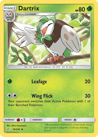 Dartrix  - Reverse Holofoil SM  Cosmic Eclipse - Uncommon