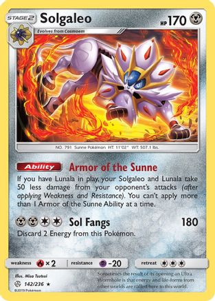 Solgaleo 142  - Reverse Holofoil SM  Cosmic Eclipse - Holo Rare