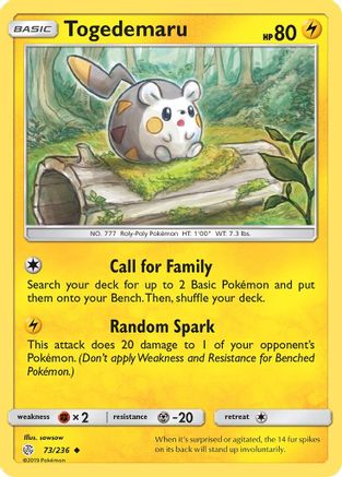 Togedemaru 073/236  - Reverse Holofoil SM  Cosmic Eclipse - Uncommon