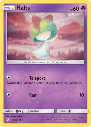 Ralts 080  - Reverse Holofoil SM  Cosmic Eclipse - Common