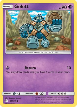 Golett 089  - Reverse Holofoil SM  Cosmic Eclipse - Common