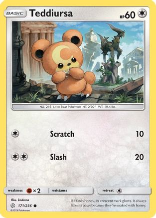 Teddiursa 171  - Reverse Holofoil SM  Cosmic Eclipse - Common