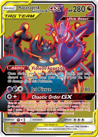 Naganadel & Guzzlord GX (Full Art)  - Holofoil SM  Cosmic Eclipse - Ultra Rare