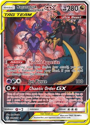 Naganadel & Guzzlord GX (Alternate Full Art)  - Holofoil SM  Cosmic Eclipse - Ultra Rare