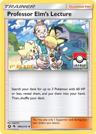 Professor Elm's Lecture - 188a/214 (League Challenge) [1st Place]/214  - Reverse Holofoil League & Championship Cards - Promo