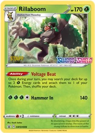 Rillaboom - SWSH006 (Prerelease) [Staff]  - Holofoil SWSH Sword & Shield Promo Cards - Promo