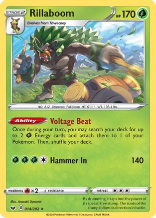 Rillaboom (014) (014) 014  - Reverse Holofoil SWSH01 Sword & Shield Base Set - Holo Rare