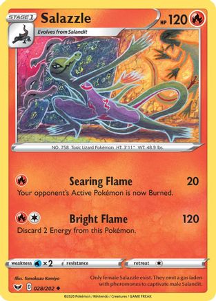 Salazzle 028  - Reverse Holofoil SWSH01 Sword & Shield Base Set - Uncommon