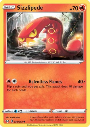 Sizzlipede (038) (038) 038  - Reverse Holofoil SWSH01 Sword & Shield Base Set - Common
