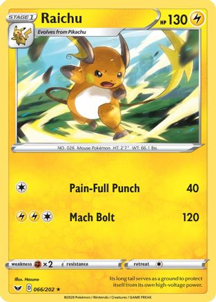 Raichu 066  SWSH01 Sword & Shield Base Set - Rare