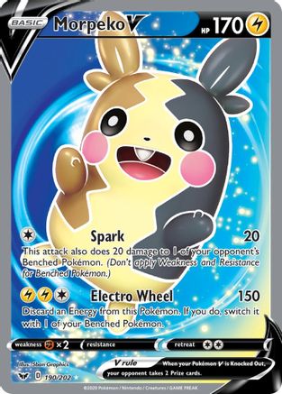 Morpeko V (Full Art) 190  - Holofoil SWSH01 Sword & Shield Base Set - Ultra Rare