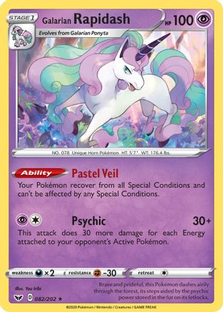 Galarian Rapidash 082  - Reverse Holofoil SWSH01 Sword & Shield Base Set - Rare