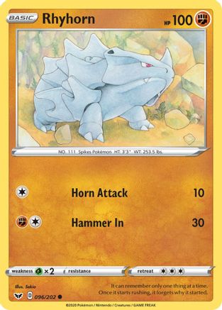 Rhyhorn (096) (096) 096  SWSH01 Sword & Shield Base Set - Common