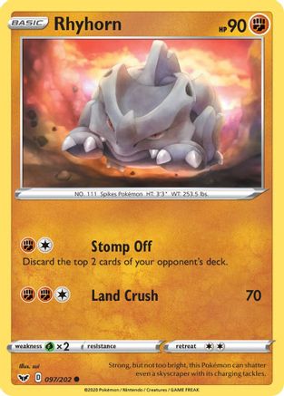 Rhyhorn (097) (097) 097  SWSH01 Sword & Shield Base Set - Common