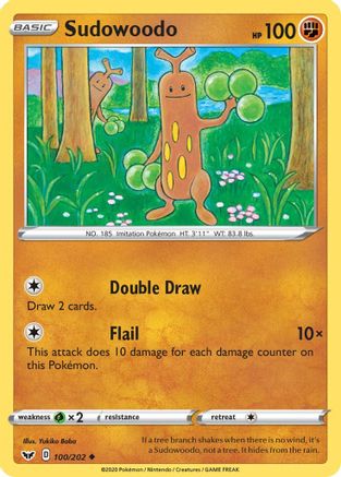 Sudowoodo 100  - Reverse Holofoil SWSH01 Sword & Shield Base Set - Uncommon