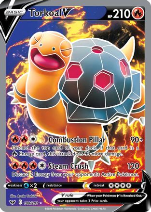 Torkoal V (Full Art) 188  - Holofoil SWSH01 Sword & Shield Base Set - Ultra Rare
