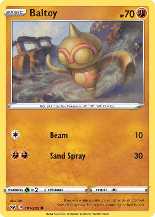 Baltoy (101) (101) 101  - Reverse Holofoil SWSH01 Sword & Shield Base Set - Common
