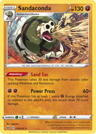 Sandaconda (110) (110) 110  - Holofoil SWSH01 Sword & Shield Base Set - Holo Rare