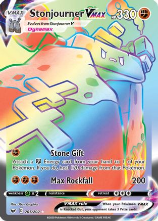 Stonjourner VMAX (Secret) 205  - Holofoil SWSH01 Sword & Shield Base Set - Secret Rare
