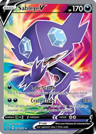 Sableye V (Full Art) 194  - Holofoil SWSH01 Sword & Shield Base Set - Ultra Rare