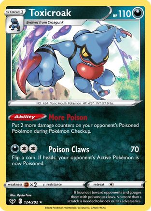 Toxicroak 124  - Holofoil SWSH01 Sword & Shield Base Set - Holo Rare