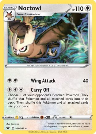 Noctowl/202  - Reverse Holofoil SWSH01 Sword & Shield Base Set - Rare