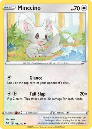 Minccino (145) (145) 145  - Reverse Holofoil SWSH01 Sword & Shield Base Set - Common