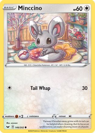 Minccino (146) (146) 146  - Reverse Holofoil SWSH01 Sword & Shield Base Set - Common