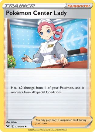 Pokemon Center Lady 176  - Reverse Holofoil SWSH01 Sword & Shield Base Set - Uncommon