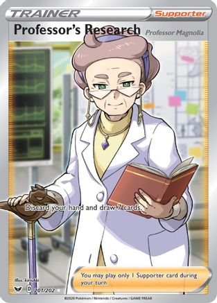 Professor's Research (Full Art) 201  - Holofoil SWSH01 Sword & Shield Base Set - Ultra Rare