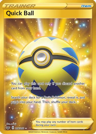 Quick Ball (Secret) 216  - Holofoil SWSH01 Sword & Shield Base Set - Secret Rare