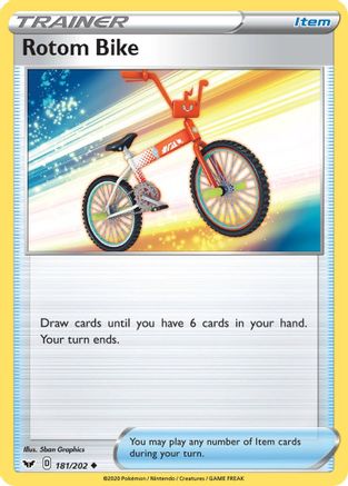Rotom Bike 181  - Reverse Holofoil SWSH01 Sword & Shield Base Set - Uncommon
