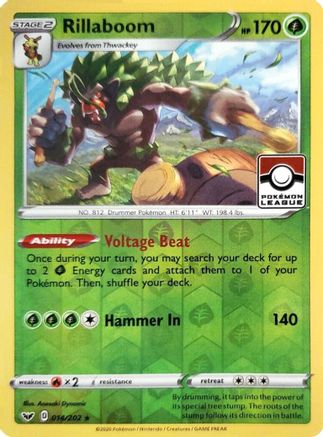 Rillaboom (Pokemon League) 014/202  - Reverse Holofoil League & Championship Cards - Promo