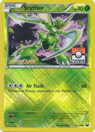 Scyther - 4/108 (Pokemon League) [4th Place]/108  - Reverse Holofoil League & Championship Cards - Promo