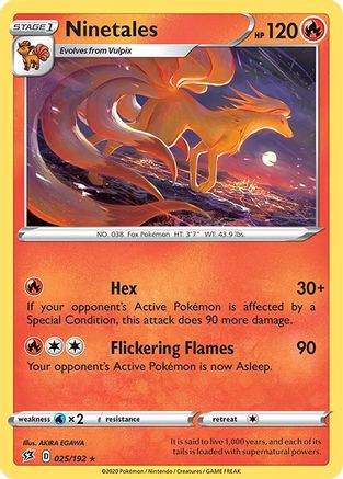 Ninetales 025  - Reverse Holofoil SWSH02 Rebel Clash - Rare