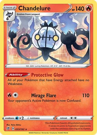 Chandelure 033  - Holofoil SWSH02 Rebel Clash - Holo Rare