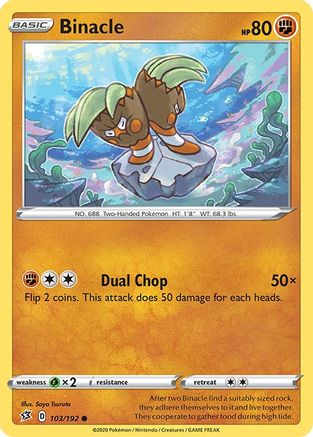 Binacle 103  - Reverse Holofoil SWSH02 Rebel Clash - Common