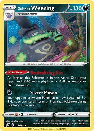 Galarian Weezing 113  - Holofoil SWSH02 Rebel Clash - Holo Rare