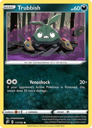 Trubbish 117  - Reverse Holofoil SWSH02 Rebel Clash - Common