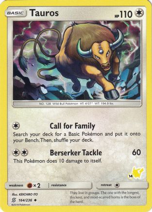 Tauros - 164/236 (#14 Pikachu Stamped)/236  Battle Academy - Promo
