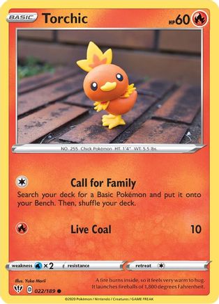 Torchic 022  - Reverse Holofoil SWSH03 Darkness Ablaze - Common