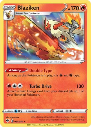 Blaziken 024  - Holofoil SWSH03 Darkness Ablaze - Holo Rare