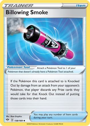 Billowing Smoke 158  - Reverse Holofoil SWSH03 Darkness Ablaze - Uncommon