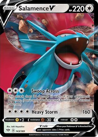 Salamence V 143  - Holofoil SWSH03 Darkness Ablaze - Ultra Rare