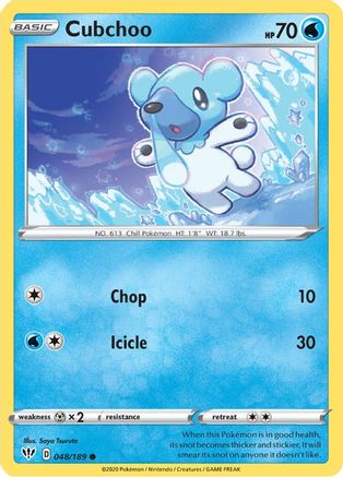 Cubchoo 048  SWSH03 Darkness Ablaze - Common