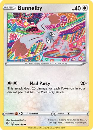 Bunnelby 150  SWSH03 Darkness Ablaze - Common