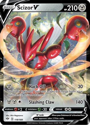 Scizor V 118  - Holofoil SWSH03 Darkness Ablaze - Ultra Rare