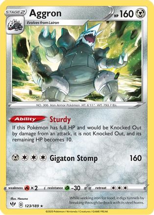 Aggron 123  - Holofoil SWSH03 Darkness Ablaze - Holo Rare