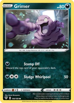 Grimer 100  SWSH03 Darkness Ablaze - Common