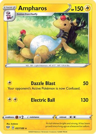 Ampharos 057  SWSH03 Darkness Ablaze - Rare